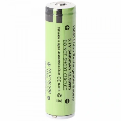 Afbeelding van Panasonic 18650 Li ionbatterij met 3400 mAh en een eigen beschermingscircuit, ca. 68 x 18 mm