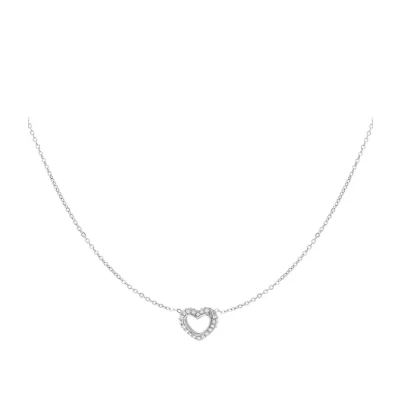 Afbeelding van Diamant hart ketting zilver