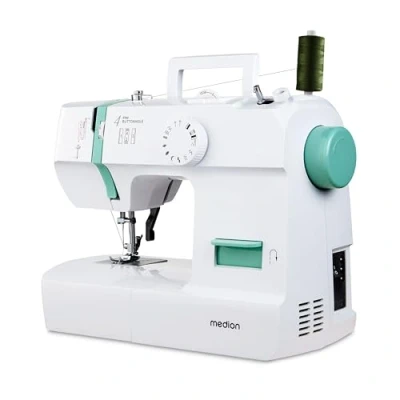 Afbeelding van MEDION naaimachine SM70 (70 watt, 12 verschillende steekpatronen, led naailampje, verstelbare steeklengte, achteruitknop, draadafsnijder, MD11179) turquoise