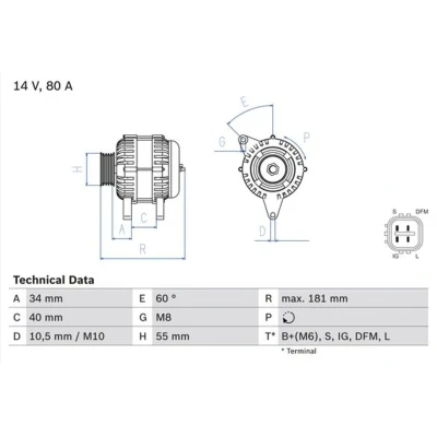 Afbeelding van Bosch Alternator/Dynamo 0 986 042 660