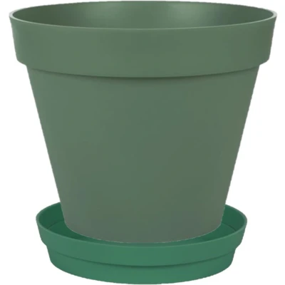Afbeelding van Bloempot Toscane kunststof donkergroen D20 x H17 cm inclusief onderschaal D15 Plantenpotten