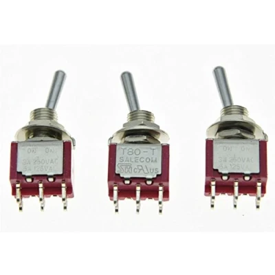 Afbeelding van SALECOM 3x DPDT 6 Pin 2 Positie OP Gitaar Mini Tuimelschakelaar Auto/Boot Schakelaars