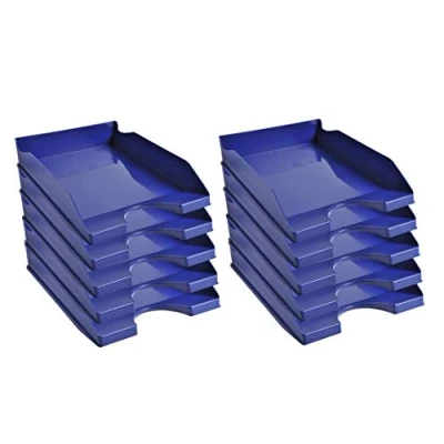 Afbeelding van Exacompta ref. 123104D set van 10 Brievenbakken ECOTRAY Afmetingen: 34,5x25,5x6,5 cm voor A4+ documenten nachtblauwe kleur Blauer Engel gecertificeerd