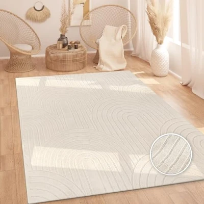 Afbeelding van Paco Home Hoogpolig Vloerkleed Woonkamer Shaggy Scandinavisch Boho Regenboog Beige 200x280 cm