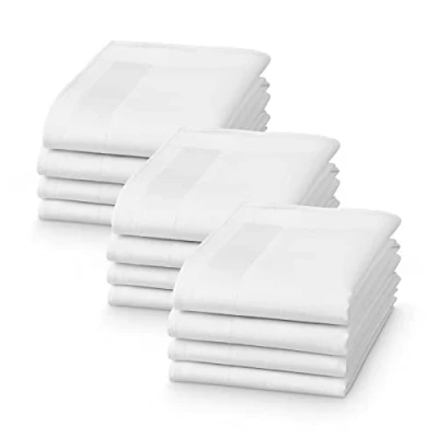Afbeelding van JEMIDI dames en herenzakdoeken 100% katoen 28,5 x cm Combinatie van wit grijs Set 12 Herbruikbare zakdoeken