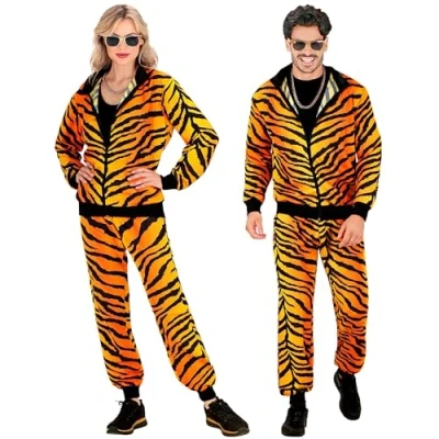Afbeelding van Widmann Leeuw &amp; Tijger Luipaard Panter Kostuum Trainen In Modus Retro Trainingspak Geel, Zwart Medium Carnavalskleding Verkleedkleding
