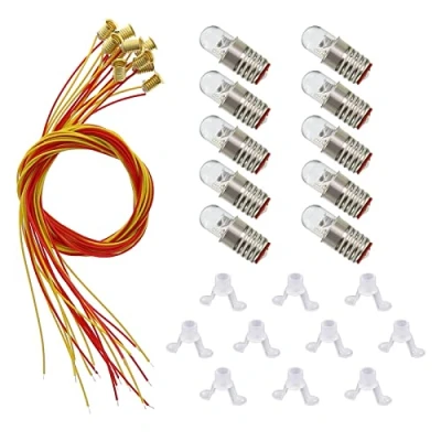 Afbeelding van Evemodel 10 Witte LED Schroeflamp en Voet E5 E5.5 12V 14V HO/N Schaal E501WT