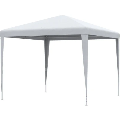 Afbeelding van Outsunny Tuinpaviljoen Partytent Paviljoen Tuinzelt Feesttent Tent Kliksysteem 90 g/m² PE Doek Staal Wit 2,7 x m
