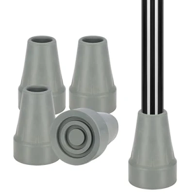 Afbeelding van supregear 4st Vervangende Tips voor Krukken, 22 mm, Zware Rubberen Punt, Antislip Extreme Grip Voetdop Wandelstokken, Krukken en Loopstokken, Grijs