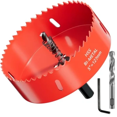 Afbeelding van GARHWAL HSS M42 Bi metalen gatenzaag, 127 mm, met adapter en centreerboor, ideaal voor hout, kunststof, gipsplaten, multiplex metalen, zaagdiepte tot 32 mm