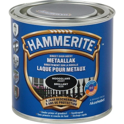 Afbeelding van Hammerite Metaallak Hoogglans Zwart 0.25L