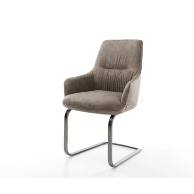 Afbeelding van DELIFE sledemodel Zelia Flex met armleuning microvelours taupe vintage vlak grafiet pocketveer kern