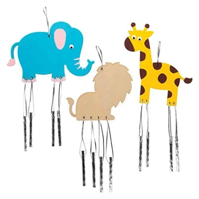 Afbeelding van Baker Ross AW486 Houten windgong jungledieren (4 stuks) voor kinderen om te knutselen en vorm geven