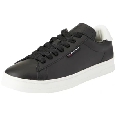 Afbeelding van Tommy Jeans Heren TJM lederen lage Cupsole Sneaker, Zwart, 7 UK, 41 EU