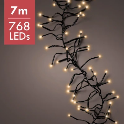 Afbeelding van 7m LED Cluster kerstboomverlichting Goud 768 lampjes Dimbaar