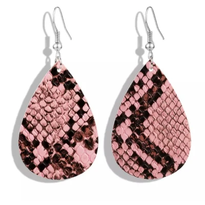 Afbeelding van Jomide Oorhangers Slangenprint Leer Roze