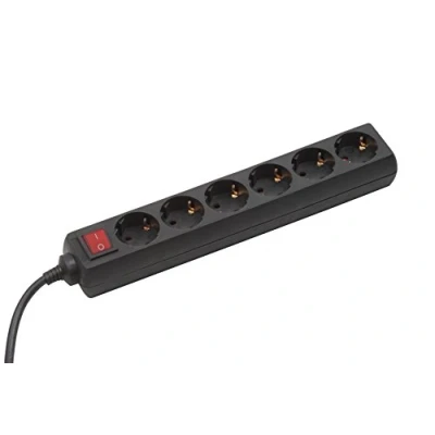Afbeelding van Meister Tido 7430520 stekkerdoos, 6 voudig, 1,4 m kabel, zwart, kunststof IP20, voor binnen, schakelaar, meervoudig stopcontact, tafelstopcontact, voudig