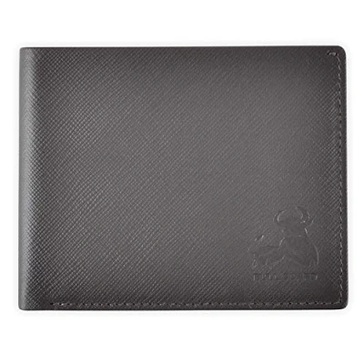 Afbeelding van RFID Bifold Lederen Portemonnee Voor Mannen met Flip Up ID in Vintage Buffalo Bruin, Wild Mountain Grijs, Small, Modern