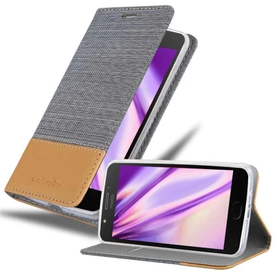 Afbeelding van Cadorabo Hoesje geschikt voor Motorola MOTO E4 in LICHTGRIJS BRUIN Beschermhoes met magnetische sluiting, standfunctie en kaartvakje Book Case Cover Etui