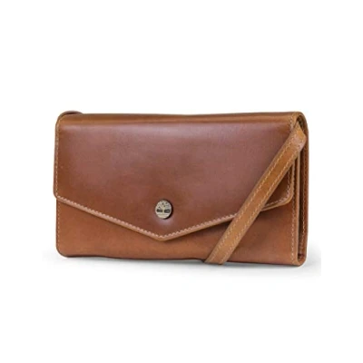 Afbeelding van Timberland Womens Rfid lederen crossbody portemonnee telefoon tas met afneembare riem, Cognac (Buff Apache), One Size
