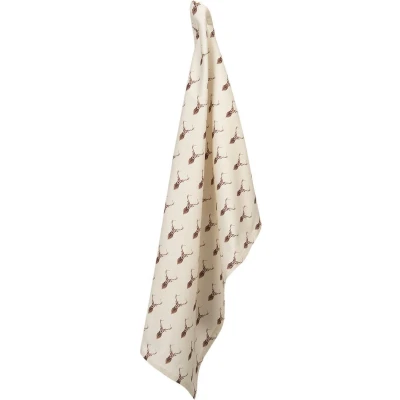 Afbeelding van Clayre &amp; Eef Theedoek 50x70 cm Beige Rood Katoen Rechthoek Hert Vaatdoek