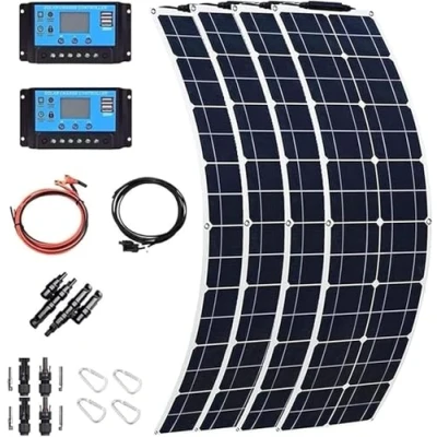 Afbeelding van 200W/400W/800W flexibel zonnepaneel zonnekit 12V 24V, monokristallijn met laadregelaar (40A) en kabel voor camper, boten, aanhanger, marine, off grid systeem(800w)