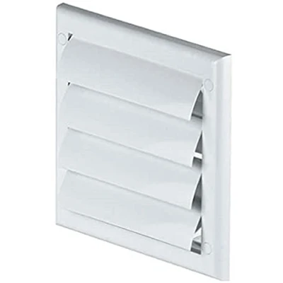 Afbeelding van Ventilatierooster met beweegbare lamellen, insectennet, jaloezie, afsluitrooster, terugslagklep, afsluitklep, wit, Ø 100 mm