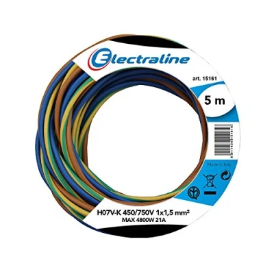Afbeelding van Electraline Kabelrol N07V K, 1 x 1.5 mm², lengte 5 m, Bruin, Geel / Groen, Blauw