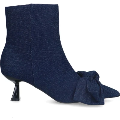 Afbeelding van Sacha Dames Blauwe denim enkellaarsjes met hak Maat 37