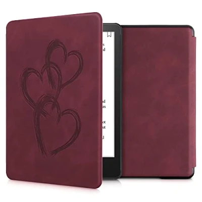 Afbeelding van kwmobile e reader hoesje compatibel met Amazon Kindle Paperwhite 11. Generation 2021 Kunstleren ereader cover stand Abstract hart in donkerrood