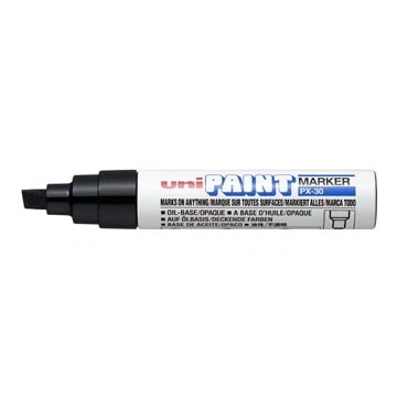 Afbeelding van UNI Paint PX 30 Zwarte Marker 4 8,5 mm Beitelpunt Verfstift Op Oliebasis, Geschikt Voor Vele Ondergronden Zoals; Glas, Papier, Ceramiek, Plastic of Metaal