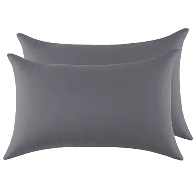 Afbeelding van Kussenslopen voor Tweepersoonsbed van Katoen 40x70 cm 2 Stuks, Set Gecertificeerd Door Oeko TEX In Premium 110GSM, Zacht en Ademend, Hypoallergeen Donkergrijs
