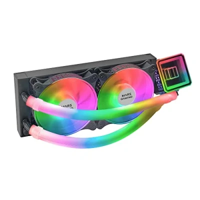 Afbeelding van MARSGAMING MLULTRA240 ML ULTRA240 Zwart, Vloeibare CPU Koeling, TDP 500W, Infinity Mirror, 2 Stille FDB ARGB Ventilatoren, Buizen, Universele Multisocket