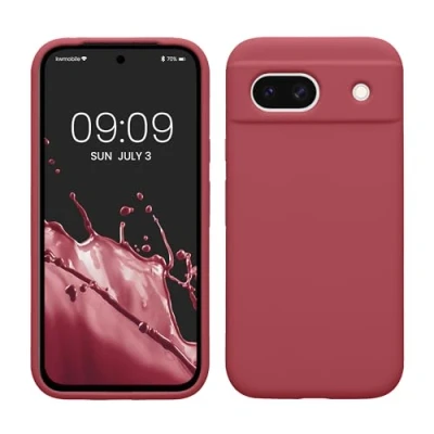 Afbeelding van kwmobile telefoonhoesje geschikt voor Google Pixel 8a Hoesje met siliconen coating Smartphone case in donkerroze