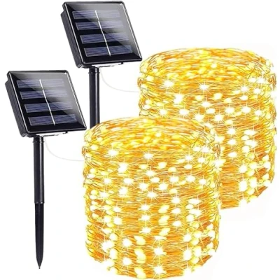 Afbeelding van mafiti Lichtslingers op zonne energie voor buiten, 2 stuks, 120 led tuinverlichting energie, waterdicht, 12 m, 8 modi, binnen en koperdraad, decoratieve verlichting terras,