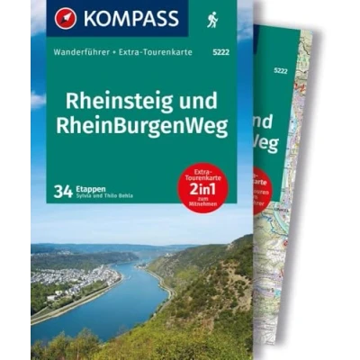 Afbeelding van KOMPASS Wanderführer Rheinsteig RheinBurgenWeg, 34 Etappen mit Extra Tourenkarte: GPS Daten zum Download: 5222