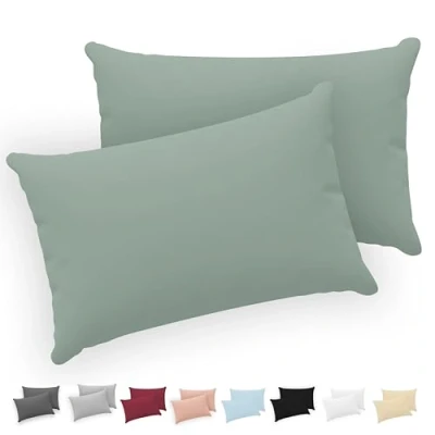 Afbeelding van Twinzen® Kussensloop 40x70 (Set van 2) 100% Katoen Jersey 150 GSM Groen Kussenhoes met ritssluiting Oeko Tex gecertificeerd