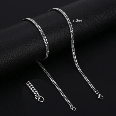 Afbeelding van Ketting Gourmet Schakel Staal 60cm 3mm Zilverkleurig