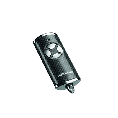 Afbeelding van Hörmann Handzender HSE 4 BS (frequentie 868 MHz, hoogglans carbon, garagedeuraandrijving met chromen doppen, batterijen, afmetingen 28x70x14 mm, incl. sleutelring) 4511585