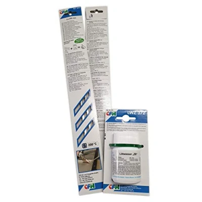 Afbeelding van CFH Set stangenl? tin zinkplaat loodvrij 4 staven en L? twater 100g speciale vloeistof