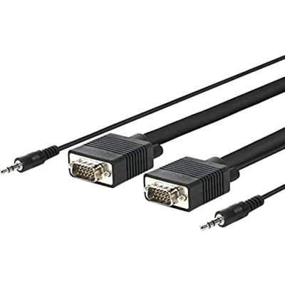 Afbeelding van VivoLink provgas15 15 m VGA (D Sub) + 3,5 mm zwarte kabel (VGA Sub), mm, mannelijk, recht, recht)