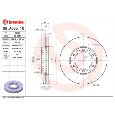 Afbeelding van Brembo Remschijf 09.A055.10
