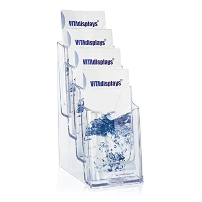 Afbeelding van VITAdisplays® DIN lang DL tafel brochurestandaard/brochurehouder/flyerstandaard met 4 etages, transparant