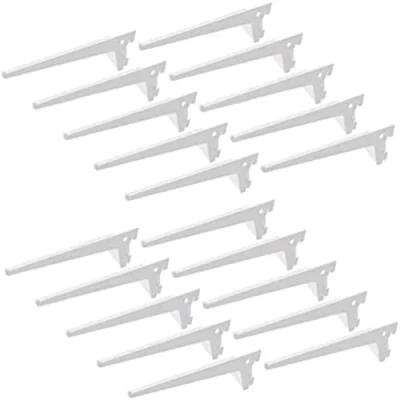 Afbeelding van Emuca 7908212 Plankbeugels voor wandrail met enkele sleuf (rasterafmeting: 50mm), Wit, 300mm, Set van 20 stuks