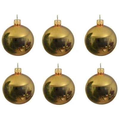 Afbeelding van Decoris Kerstballen 6 stuks goudkleurig glans glas 8 cm