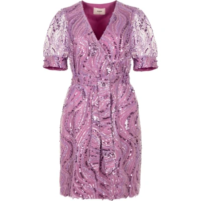 Afbeelding van Freebird Jurk Dieke Ss F Jer Sequins Mesh 25 1 1760 Orchid Pink Dames Maat M