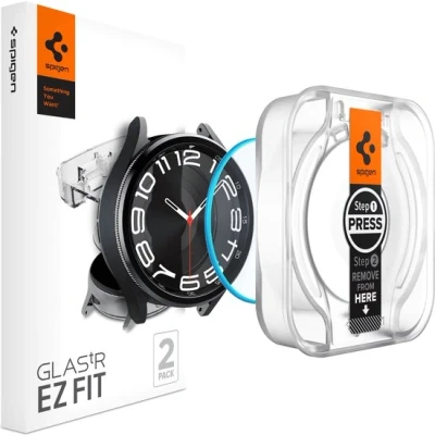 Afbeelding van 2 Pc Pack Screenprotectors Samsung Galaxy Watch 6 Classic 43 mm: Spigen EZ Fit GLAS.tR met applicator voor smartwatch