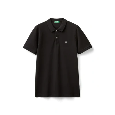 Afbeelding van United Colors of Benetton Short Sleeve WITH LOGO Patch ON LEFT Breast Poloshirt, Heren, Maat: 2XL, Black
