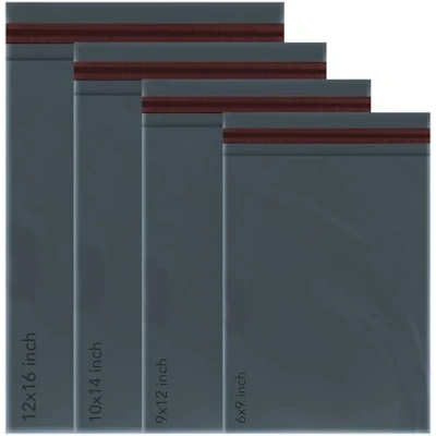 Afbeelding van Verzendzakken, Isoul Mengt 100 Stuks Verzendzakken Van Plastic Self Seal Poly Zakken, Vier Maten 25 Per Maat, Verpakking Frankeerzakken Grijs Mailing Bags