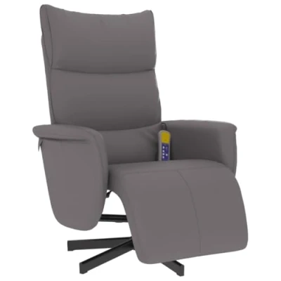 Afbeelding van vidaXL Massagestoel verstelbaar met voetensteun kunstleer grijs, massage fauteuil, relaxfauteuil, fauteuil stoel, relaxstoel, slaapfauteuil